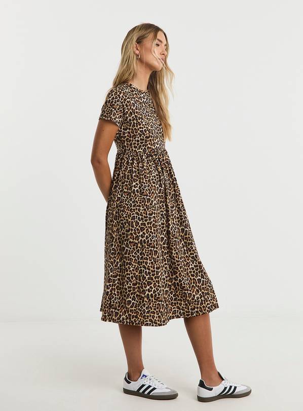SIMPLY BE Supersosft Pocket Midi Dress Leopard 20